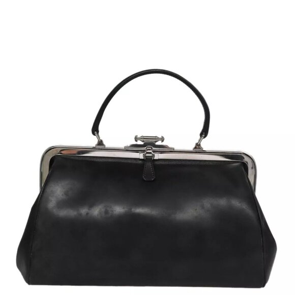 PRADA Hand Bag Leather Black Auth - Picture 1 of 15